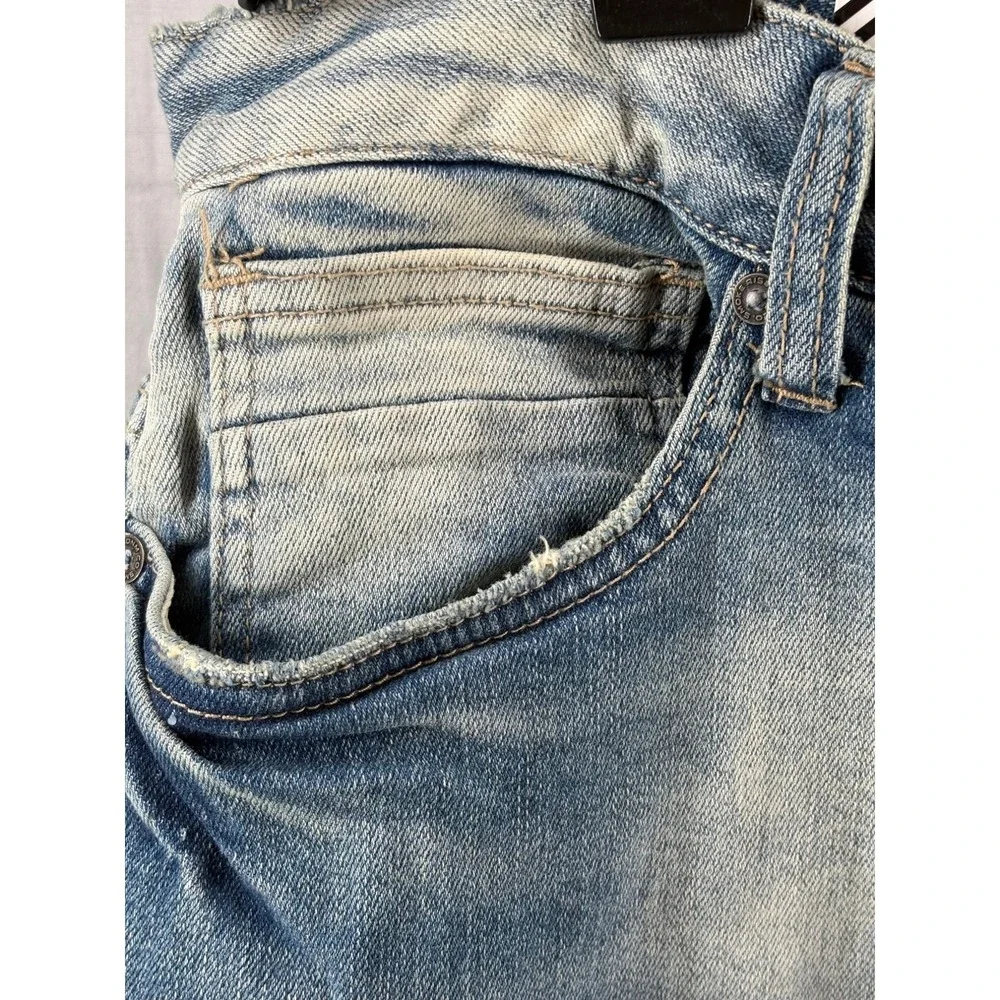 Smoke‎ Rise Slim Tapered Distressed Jeans 38x32 Blue Sandblasted Y2K Streetwear